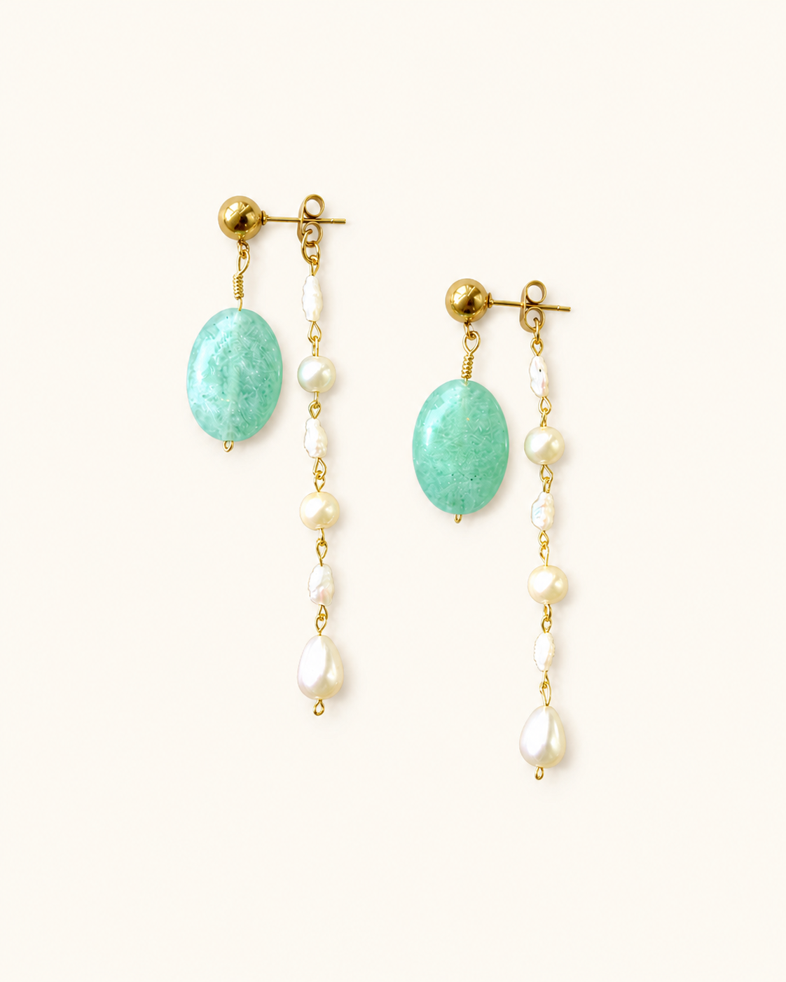 Jade & Baroque Pearl Earrings